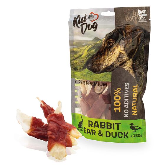 KIDDOG SUPER PREMIUM 100 % Entenbrust auf Hasenohren, 150 g