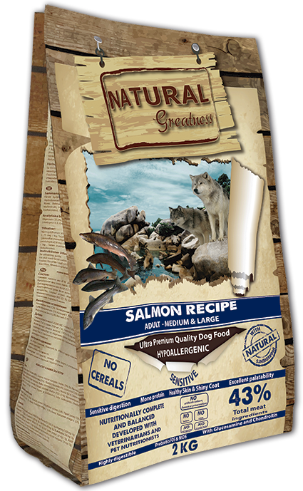 NATURAL GREATNESS Lachs Rezeptur – Sensitive / Ultra Premium - Erwachsene - Mittlere & Grosse Rassen