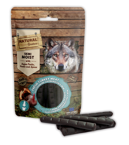 NATURAL GREATNESS Saftiger Snack (Sticks), zur Gelenkunterstützung, 150 g (Truthahn, Glucosamin, Chondroitin und MSM)