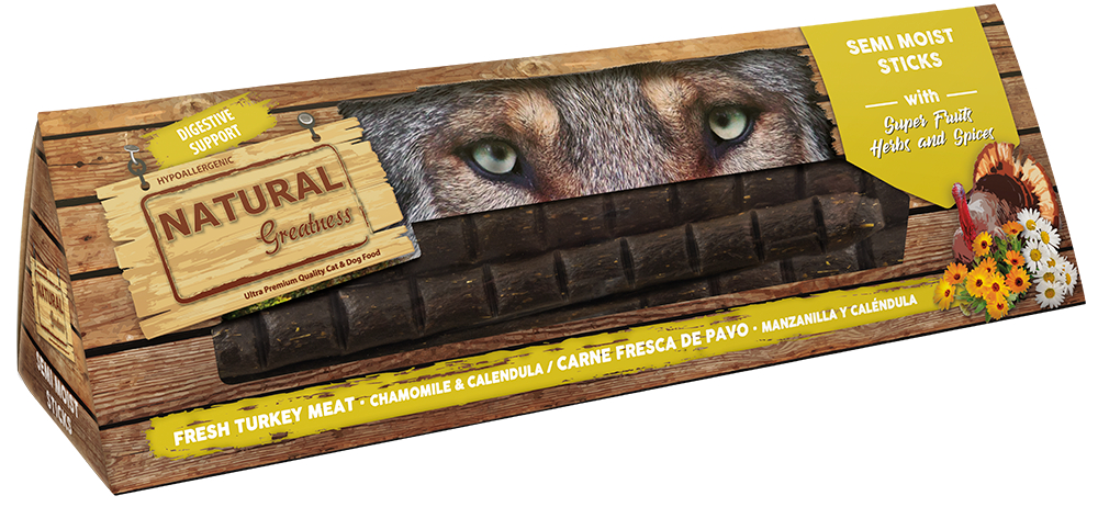 NATURAL GREATNESS Saftiger Snack zur Verdauungsunterstützung 150 g (Truthahn, Kamille und Ringelblume)