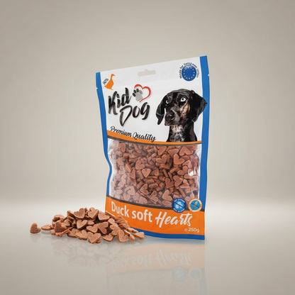 Lupiora Entenherzerl weiche, getreidefreie Hundeleckerlis in Herzform als Premium-Ergänzungsfutter in 250g Packung