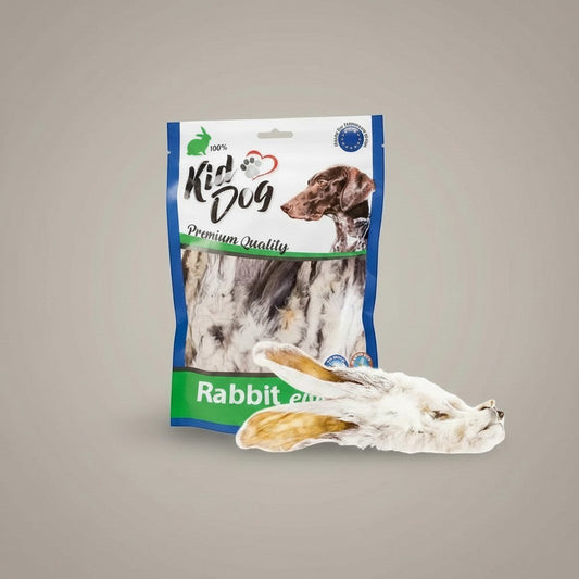 Lupiora luftgetrocknete Kaninchenohren mit Fell als natürlicher Kausnack für Hunde in wiederverschließbarer Packung