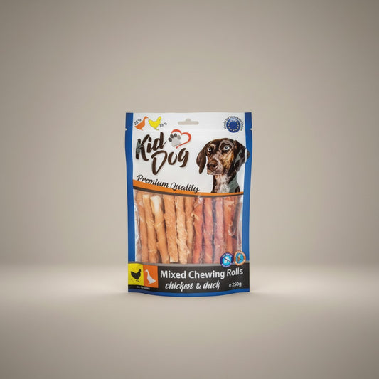 Lupiora Kaurollen mit Ente und Huhn, getreidefrei, aus Büffelhaut für gesunde Hundezähne, 250g Packung