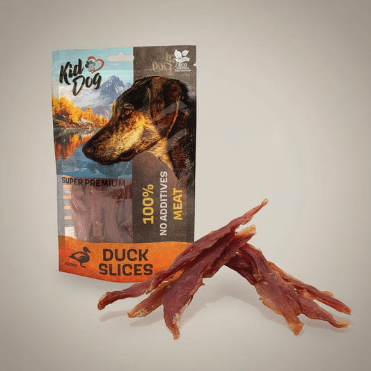 Lupiora KIDDOG Super Premium Entenbrust-Leckerlis für Hunde, getreidefrei und zuckerfrei im praktischen Beutel.