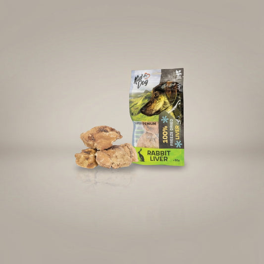 Lupiora KIDDOG gefriergetrocknete Kaninchenleber als gesunder Snack für Hunde und Katzen in praktischer Verpackung