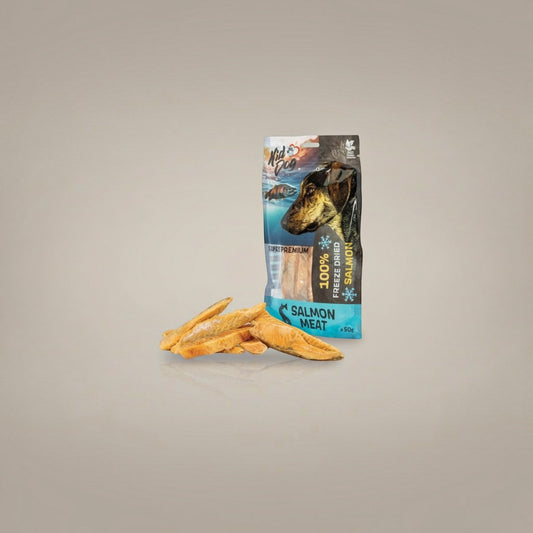 Lupiora KIDDOG gefriergetrocknete Lachsfleisch-Stücke für Hunde in wiederverschließbarer Verpackung
