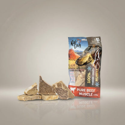 Lupiora KIDDOG gefriergetrocknete Rindfleisch-Leckerlis für Hunde in wiederverschließbarer Verpackung