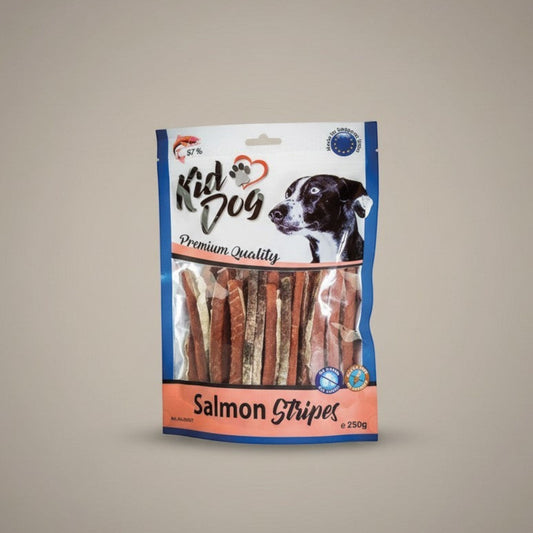Lupiora Kid Dog Lachsstreifen in 250g Packung, natürliche Belohnung für Hunde aus 100% getrocknetem Lachs