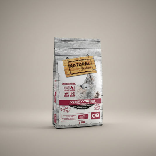 Lupiora Natural Greatness Obesity Control Diätfutter für Hunde in 6 kg Packung mit Wolfsmotiv