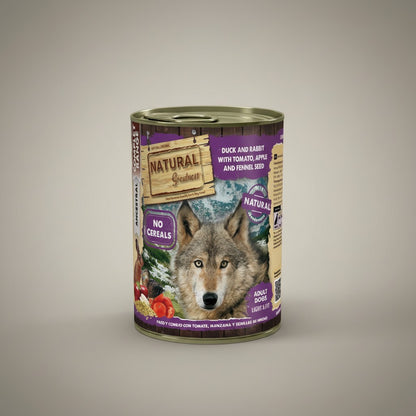 Lupiora Natural Greatness Nassfutterdose mit Ente, Kaninchen, Tomate, Apfel und Fenchel für ausgewachsene Hunde