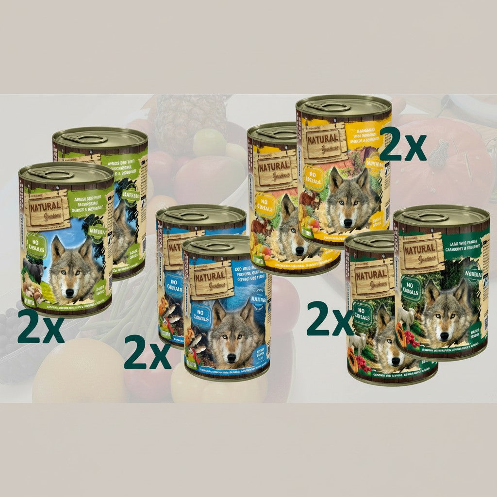 Lupiora Natural Greatness Probepaket Exotische Vielfalt mit 8 Nassfutterdosen für Hunde in verschiedenen Sorten