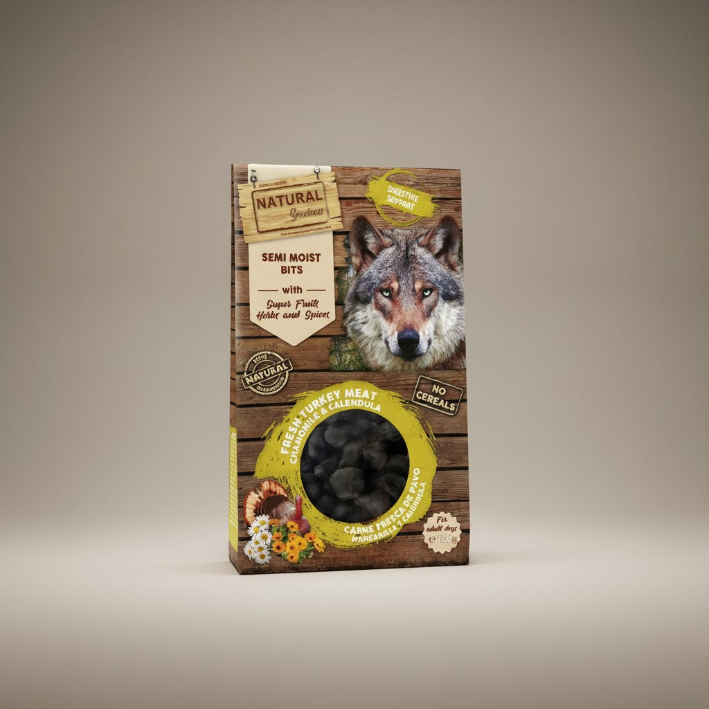 Lupiora Natural Greatness Hundesnack mit Truthahn, Kamille und Ringelblume zur Verdauungsunterstützung, 150g Packung