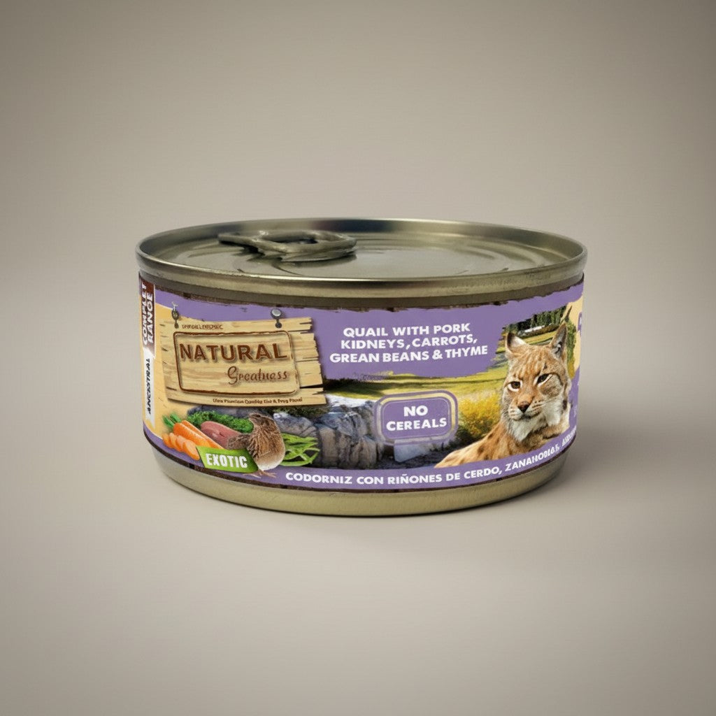 Lupiora Natural Greatness Nassfutter Dose mit Wachtel, Schweinsnieren, Karotten und Bohnen für sterilisierte Katzen