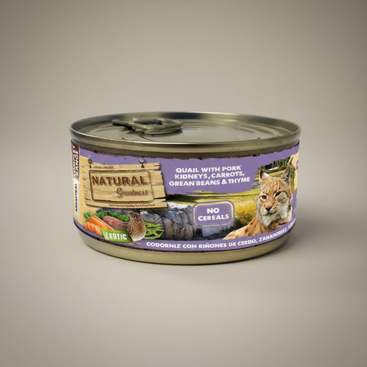Lupiora Natural Greatness Nassfutter Dose mit Wachtel, Schweinsnieren, Karotten und Bohnen für sterilisierte Katzen