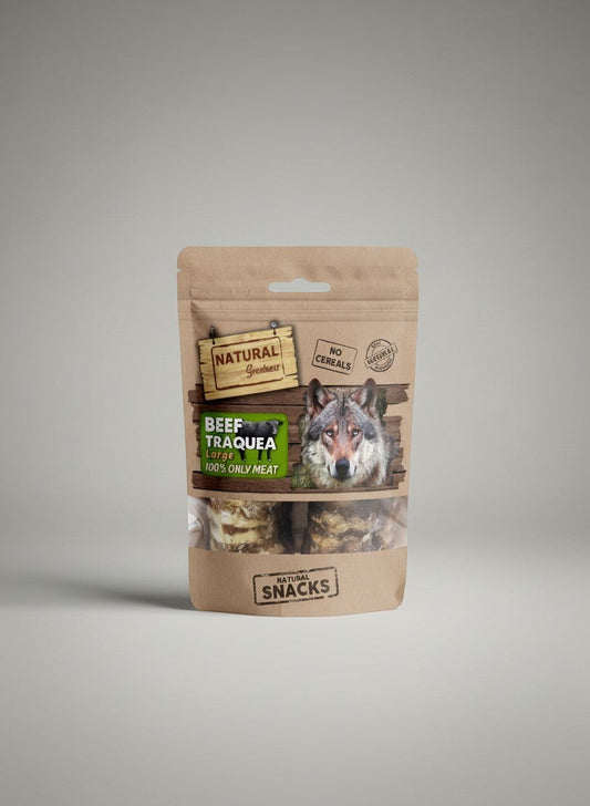 Lupiora Natural Greatness Rindertrachea Hundesnack in brauner Kraftpapierverpackung, getreidefrei und 100% Rindfleisch