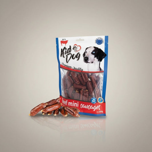 Lupiora Rindfleisch Miniwürstchen als leckeres Belohnungsleckerli für Hunde in der 250g Packung