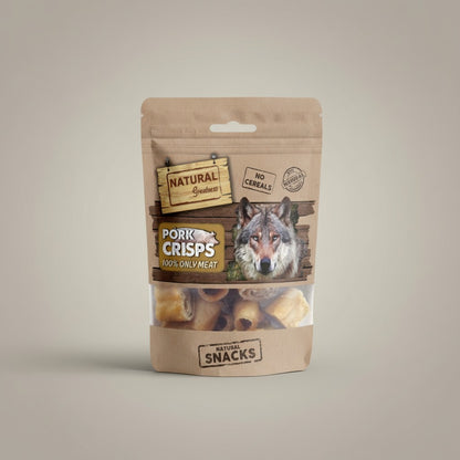 Lupiora Natural Greatness Schweineschwarten, getreidefreier Hundesnack aus 100% Schweinefleisch in brauner Tüte