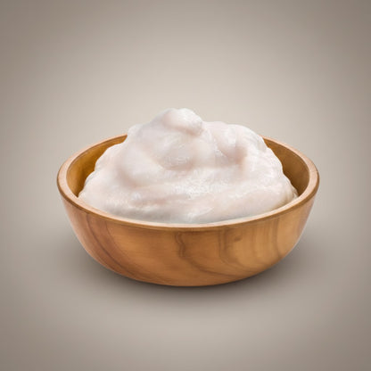 Lupiora Natural Greatness Thunfisch-Krabbencreme in einer Holzschale für glänzendes Katzenfell