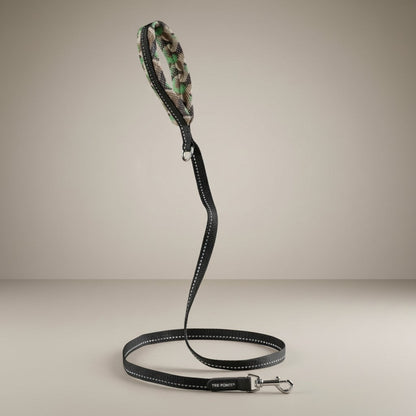 Lupiora Tre Ponti Mesh Hundeleine in Schwarz mit reflektierendem Band und Camouflage-Netzgriff, 130 cm lang